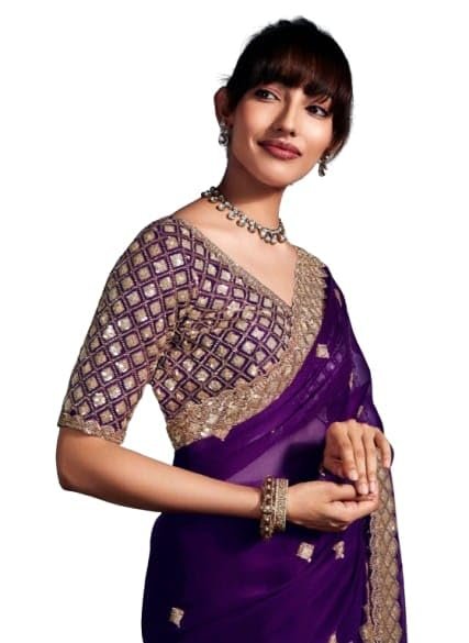 Flosive Women's Havy Organza Silk Saree With Unstitched Blouse Piece - Party & Wedding Were - Image 7