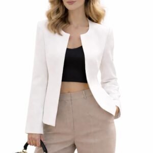 Toochki Women's Blazers | Blazer for Women | Top | Tshirt | Tops for Woman | Open Front Jacket | Coat Light Weight | Round Neck Long line Jackets Blouse | Formal | Fashion-Forward | Regular Fit