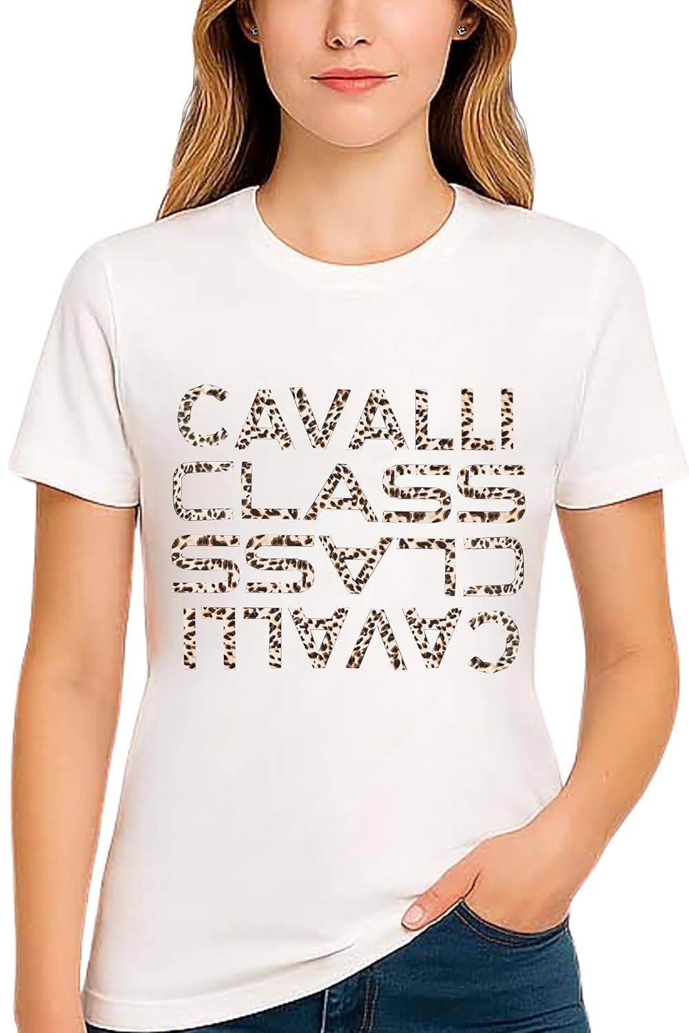 Cavalli Class - Women's Solid Cotton T Shirt | Fit Comfortable | Round Neck | Half Sleeve - Regular Fit