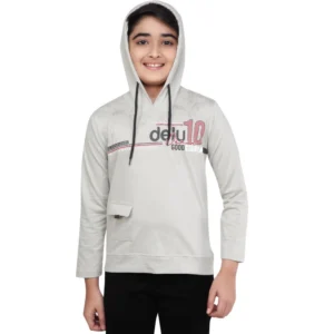 Generic Boy's Cotton Printeded Hooded Neck Hoodies (Grey )