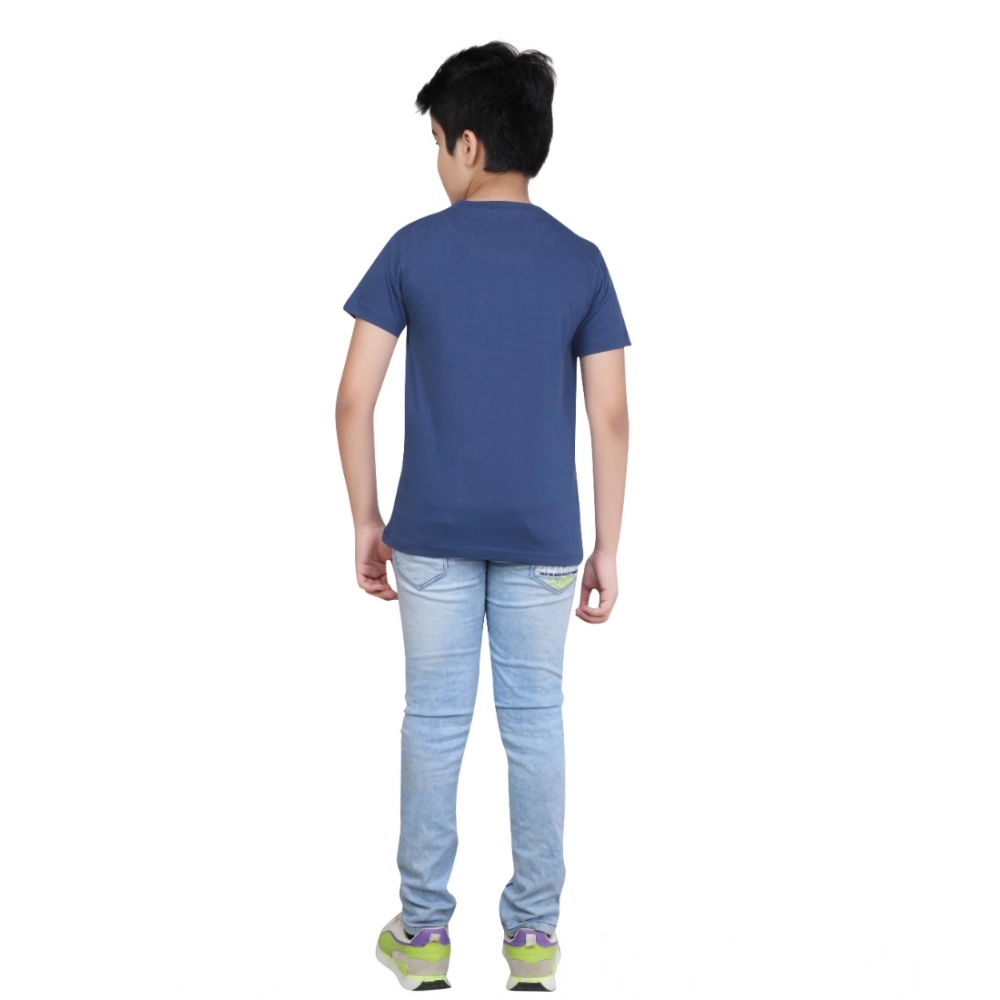 Generic Boy's Cotton Grapic Printed Round Neck T-Shirt (Blue) - Image 2